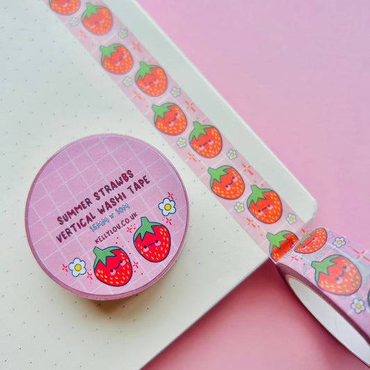 Summer Strawbs Vertical Washi Tape