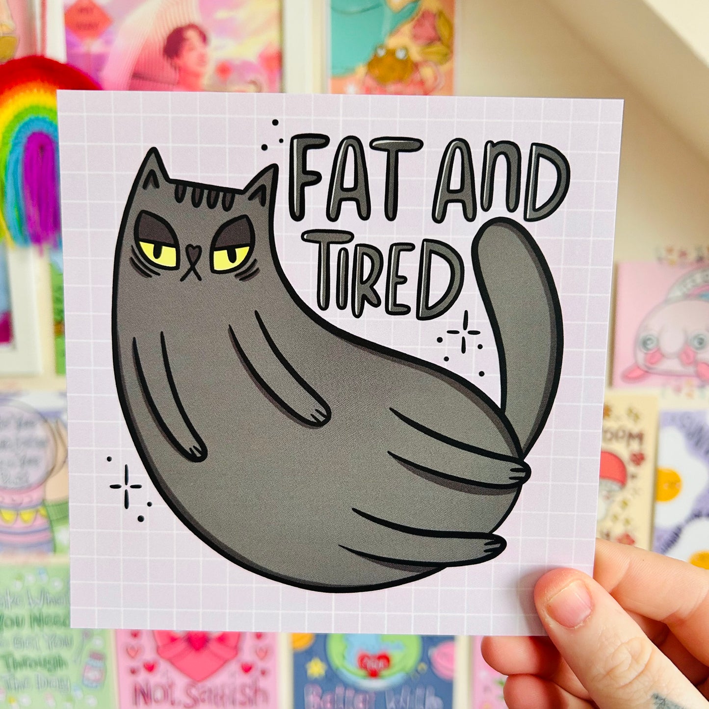Fat & Tired - Cats Square Print