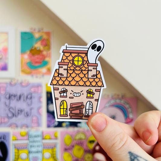 Haunted House Glossy Sticker