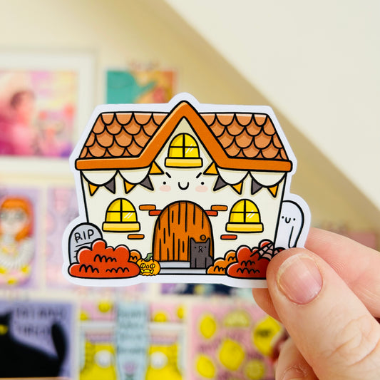 Haunted Cottage Glossy Sticker