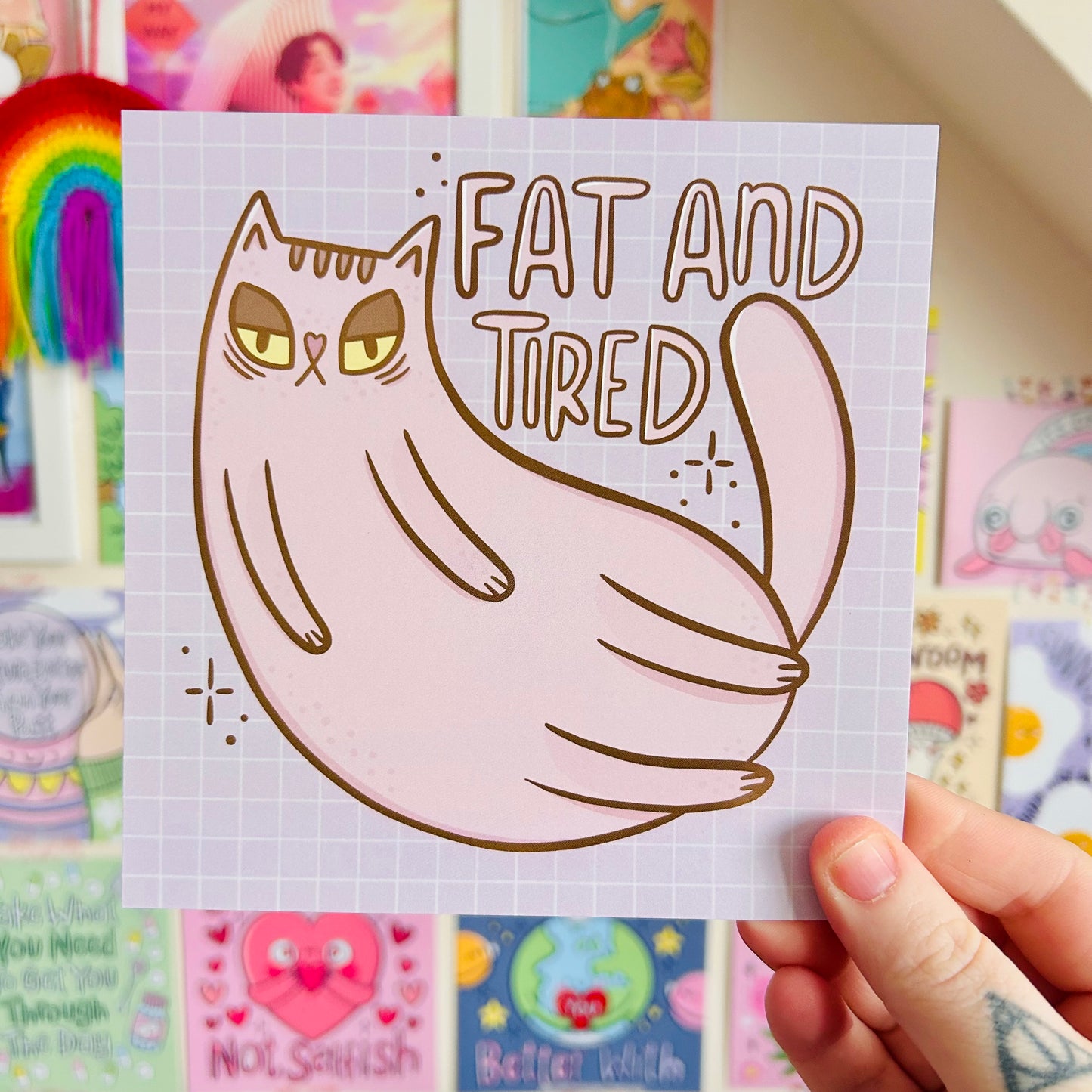 Fat & Tired - Cats Square Print