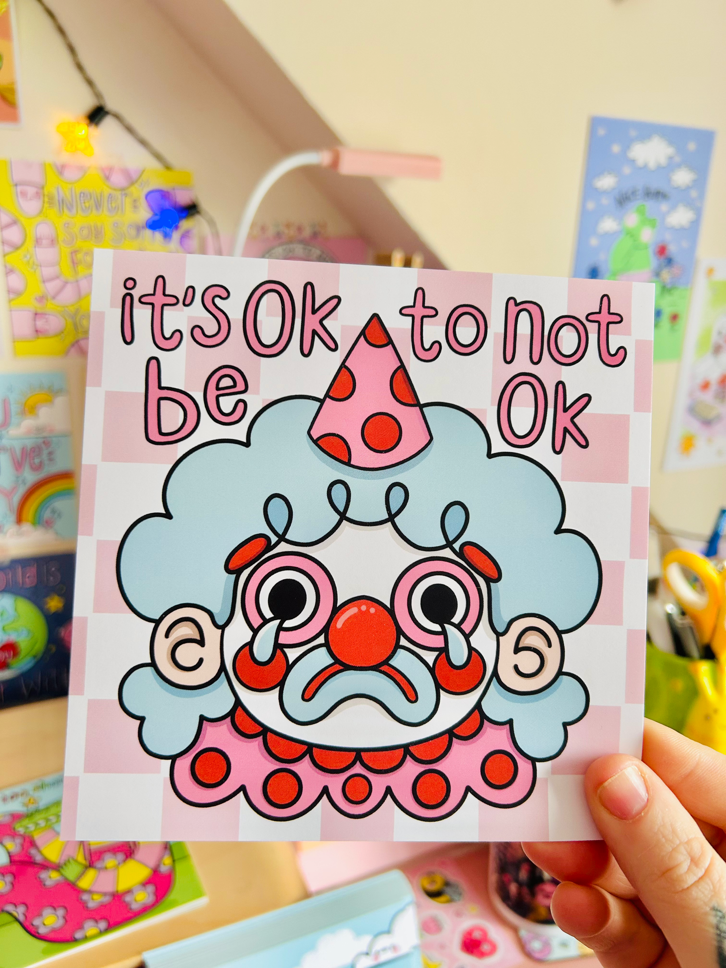 It's OK To Not Be OK - Sad Clown Square Print