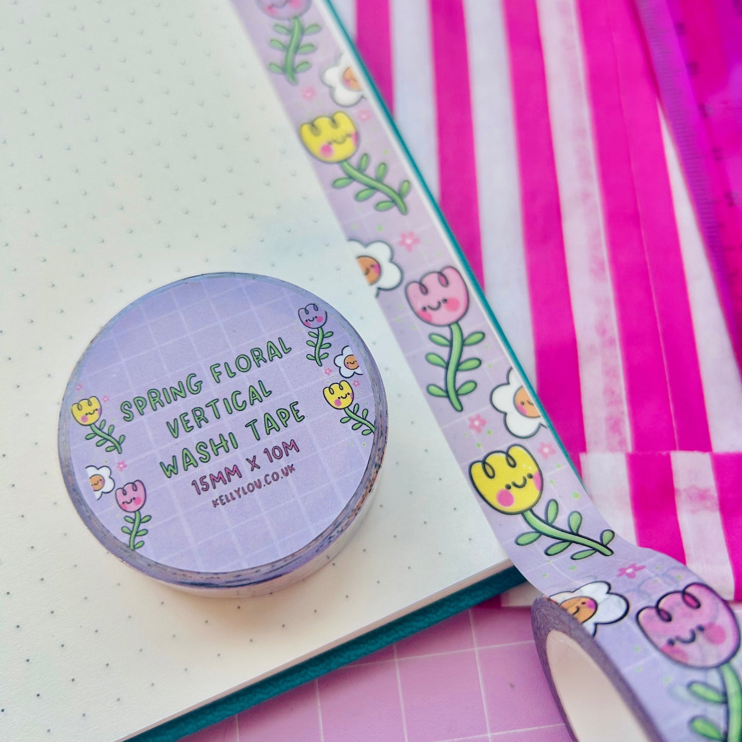 Lilac Spring Floral - Vertical Washi Tape