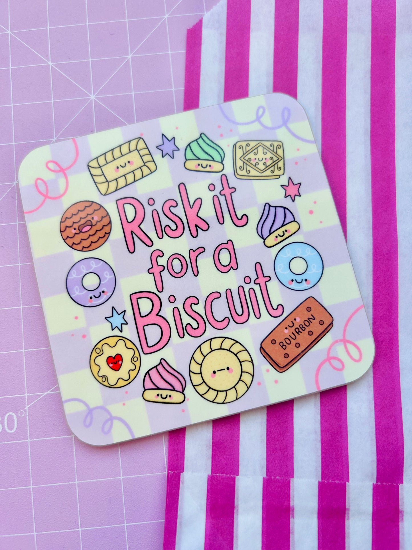 Risk It For A Biscuit - Drinks Coaster
