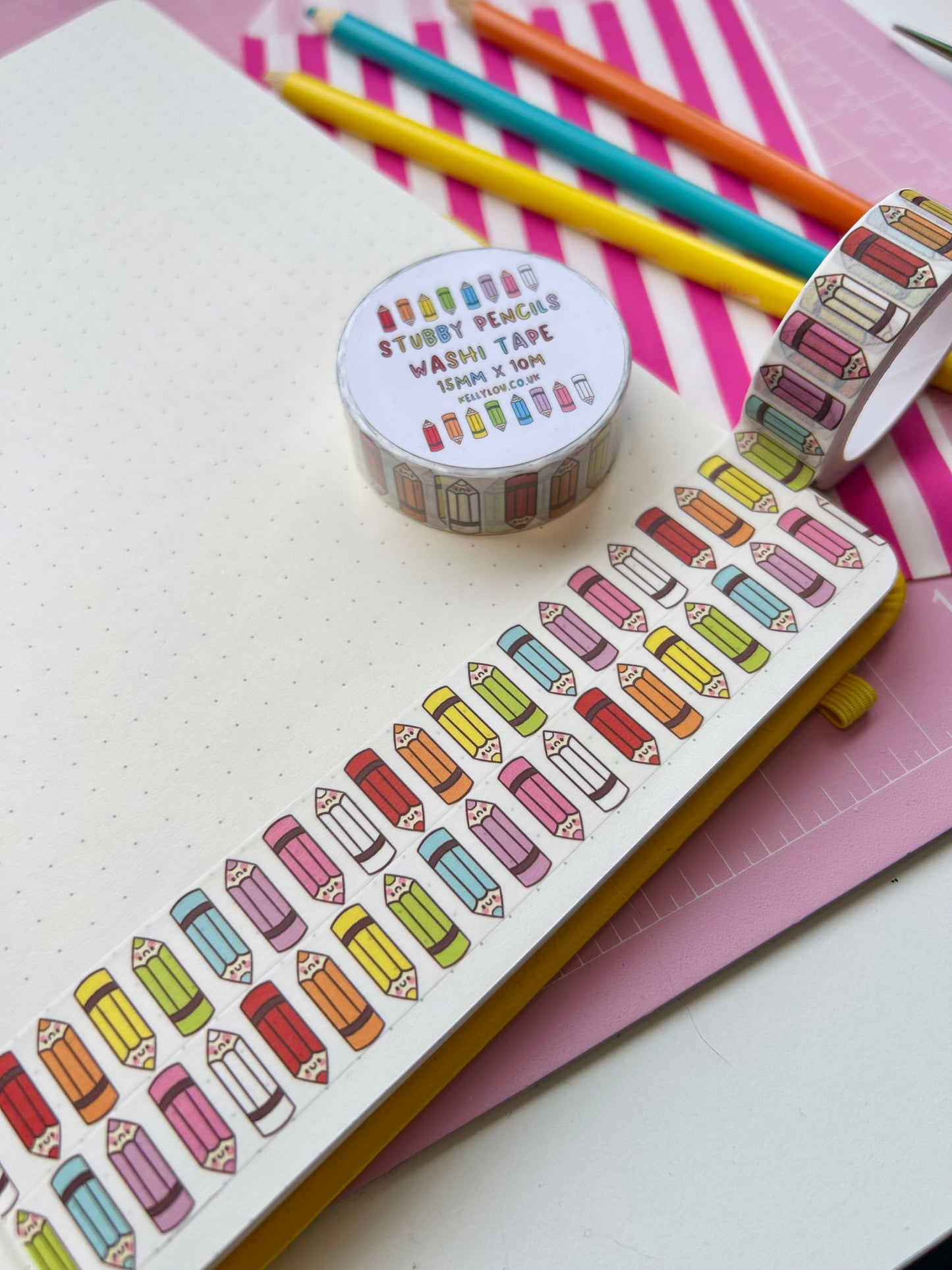 Stubby Rainbow Pencils - Washi Tape