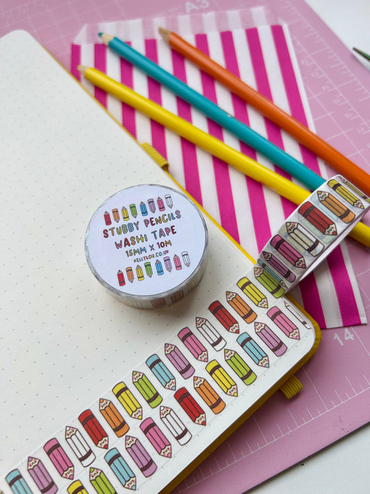 Stubby Rainbow Pencils - Washi Tape
