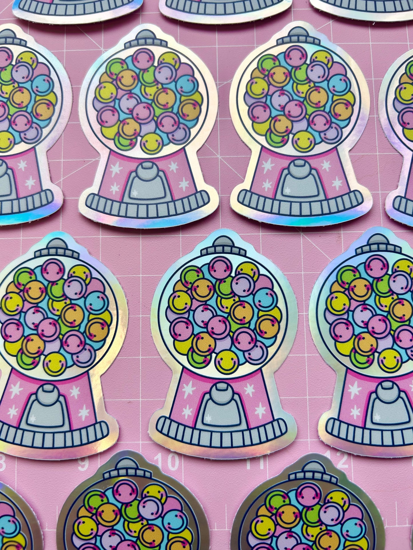 Smiley Gum Ball Machine - Holographic Sticker
