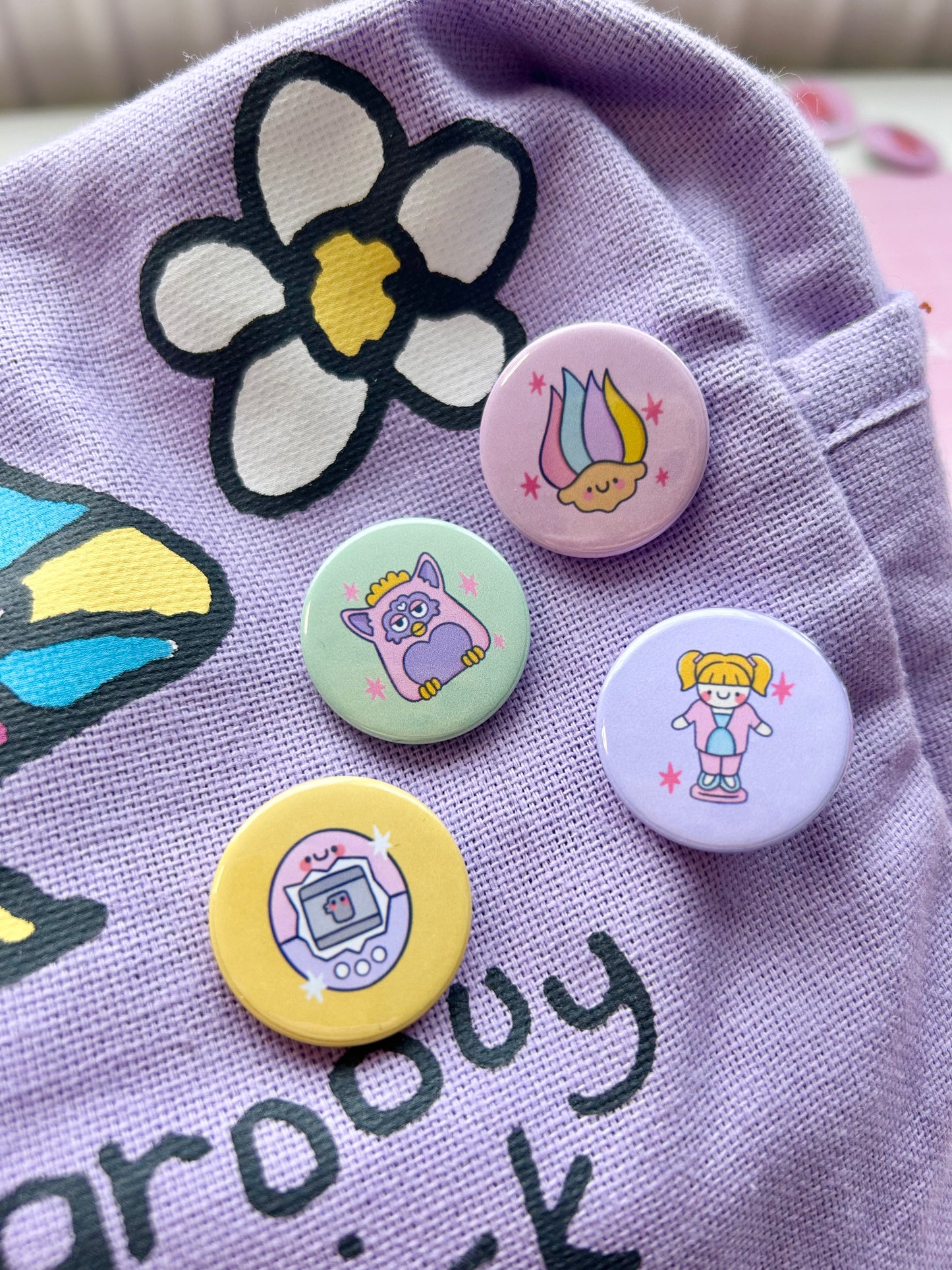 90s Nostalgia Button Badge Set