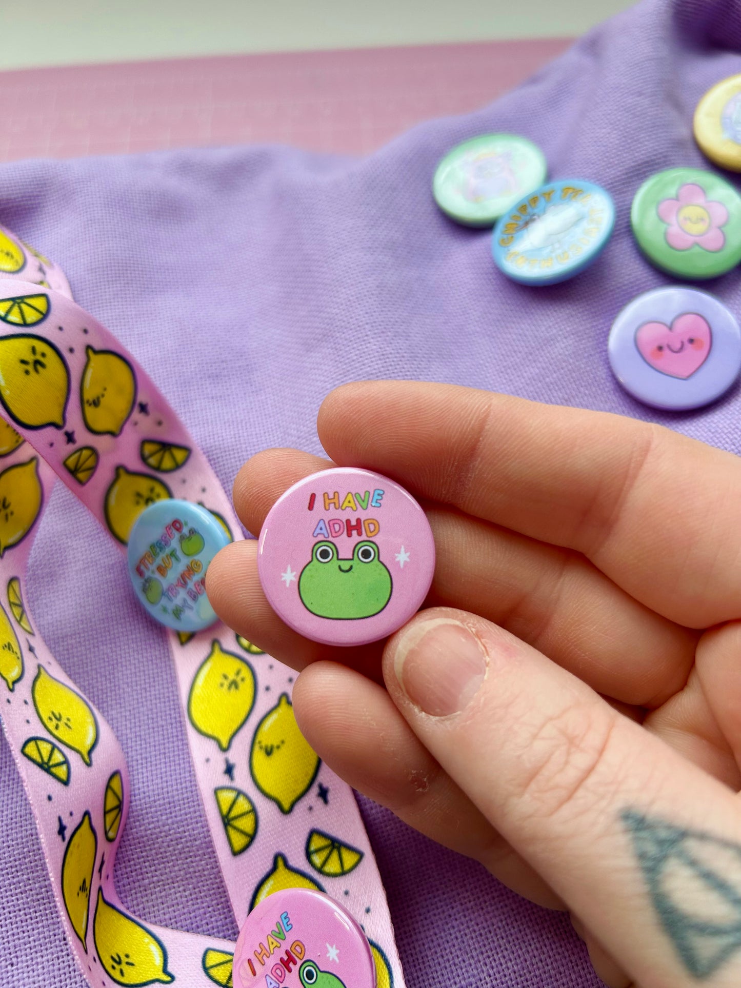 I have ADHD - Frog Button Badge