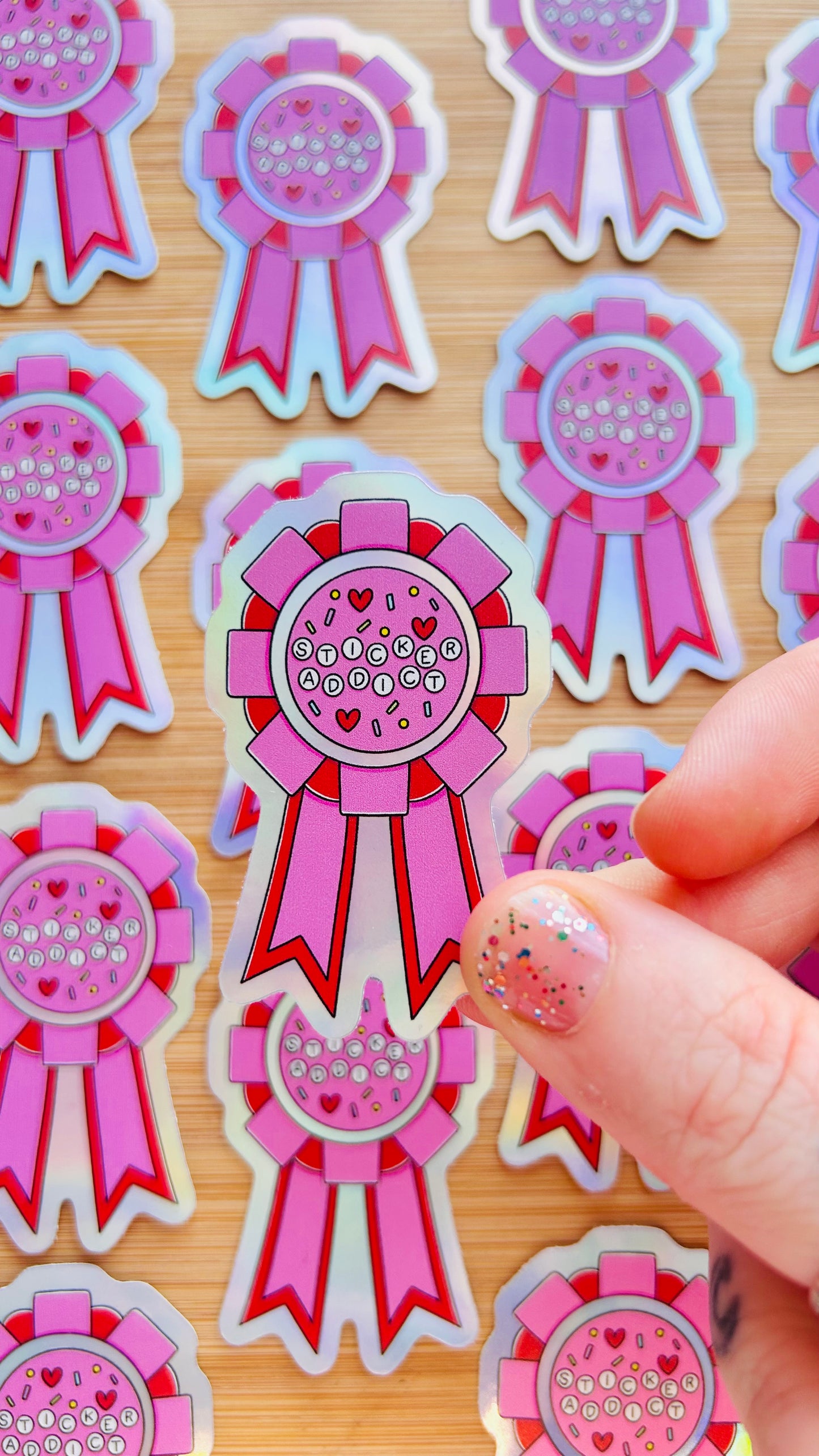 Sticker Addict Rosette - Rainbow Holographic Sticker