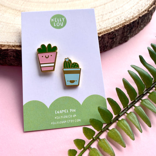 Mini Succulents Enamel Pin Set