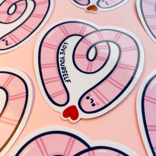 Love Yourself Worm Glossy Sticker