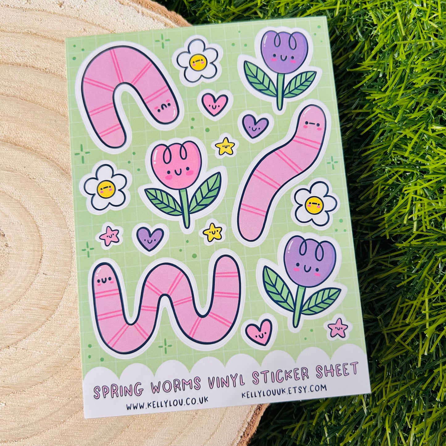 Spring Worms Vinyl Sticker Sheet