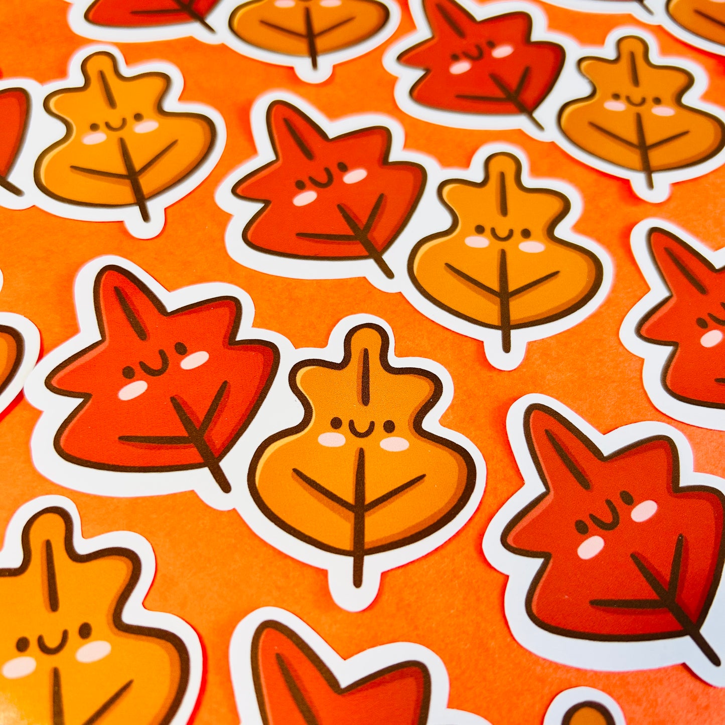 Autumnal Leaf Cuties Glossy Sticker