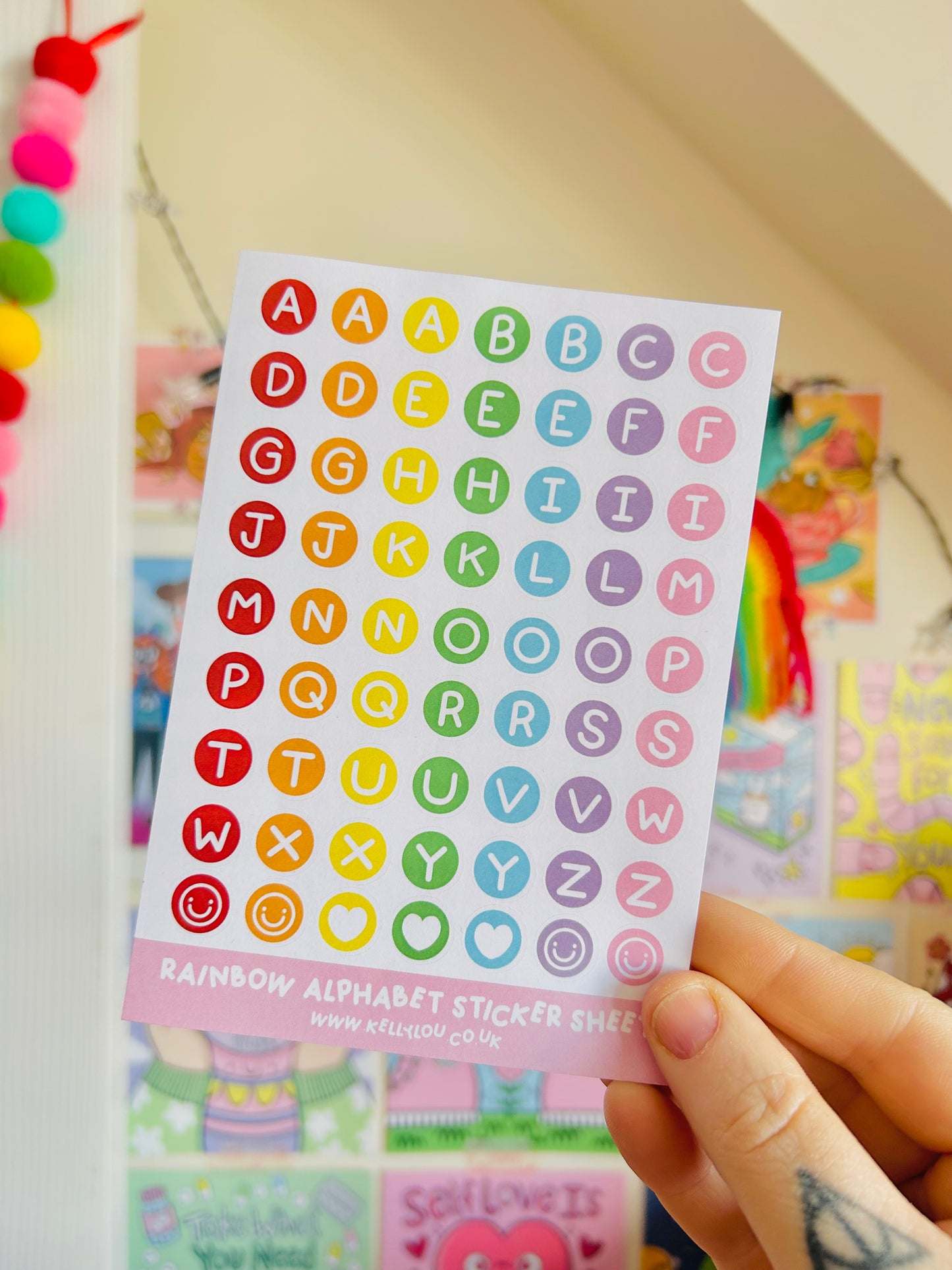 Rainbow Alphabet Bead Paper Stickers Sheet (New)