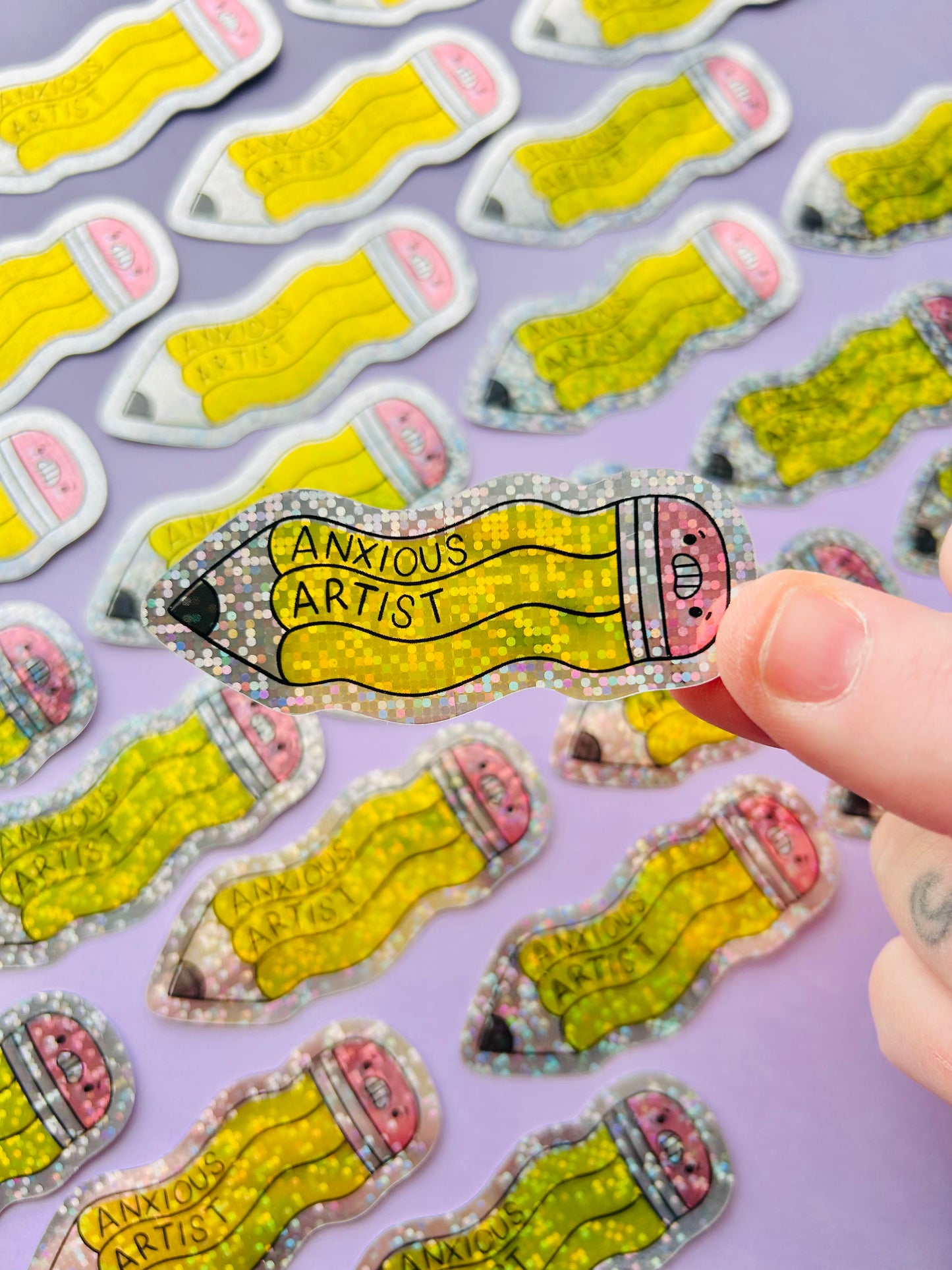 Anxious Artist Glitter Waterproof Sticker