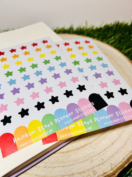 Rainbow Stars Planner Sticker Sheet