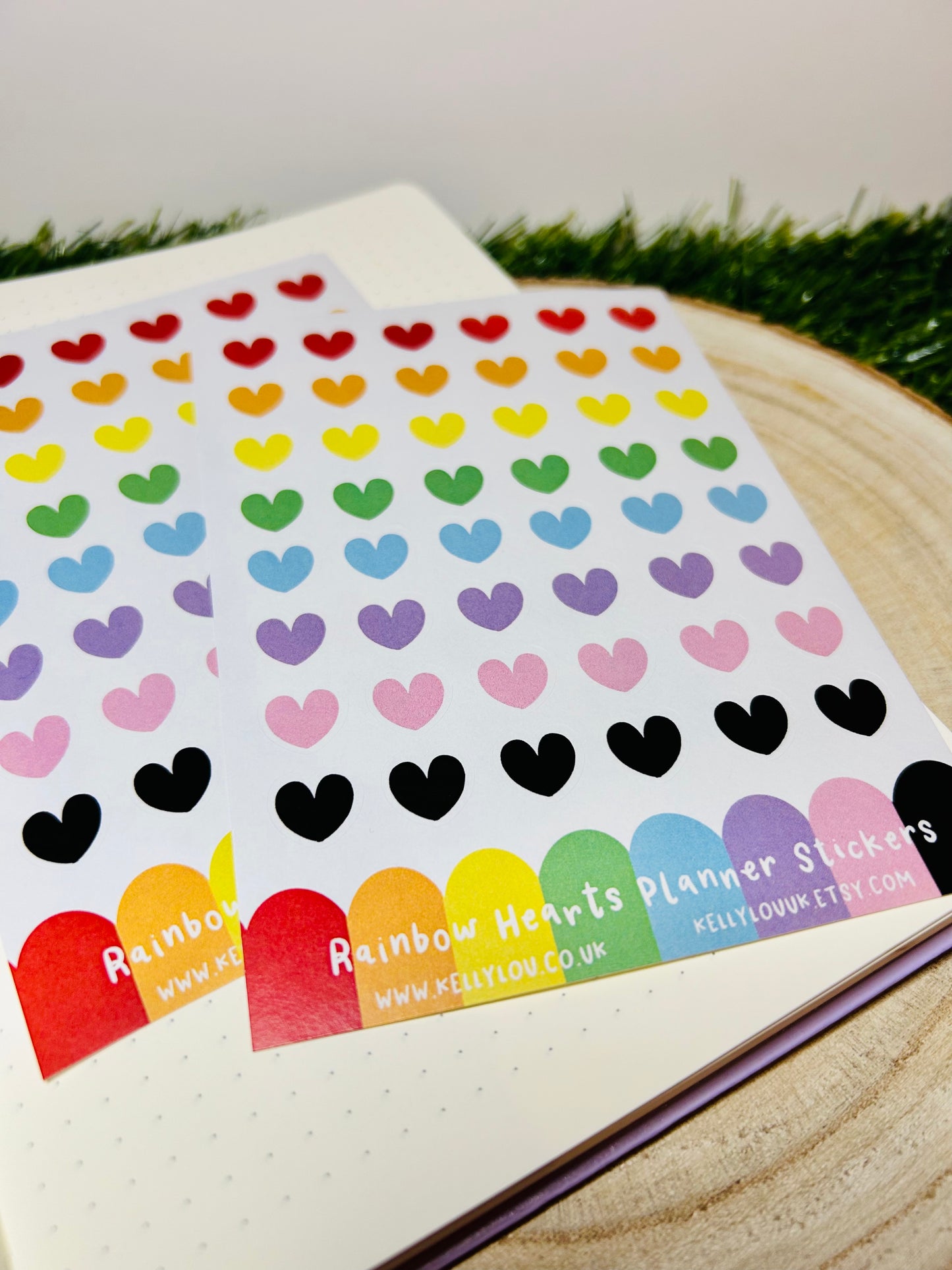 Rainbow Hearts Planner Sticker Sheet