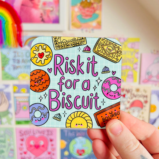 Risk It For A Biscuit - Drinks Coaster
