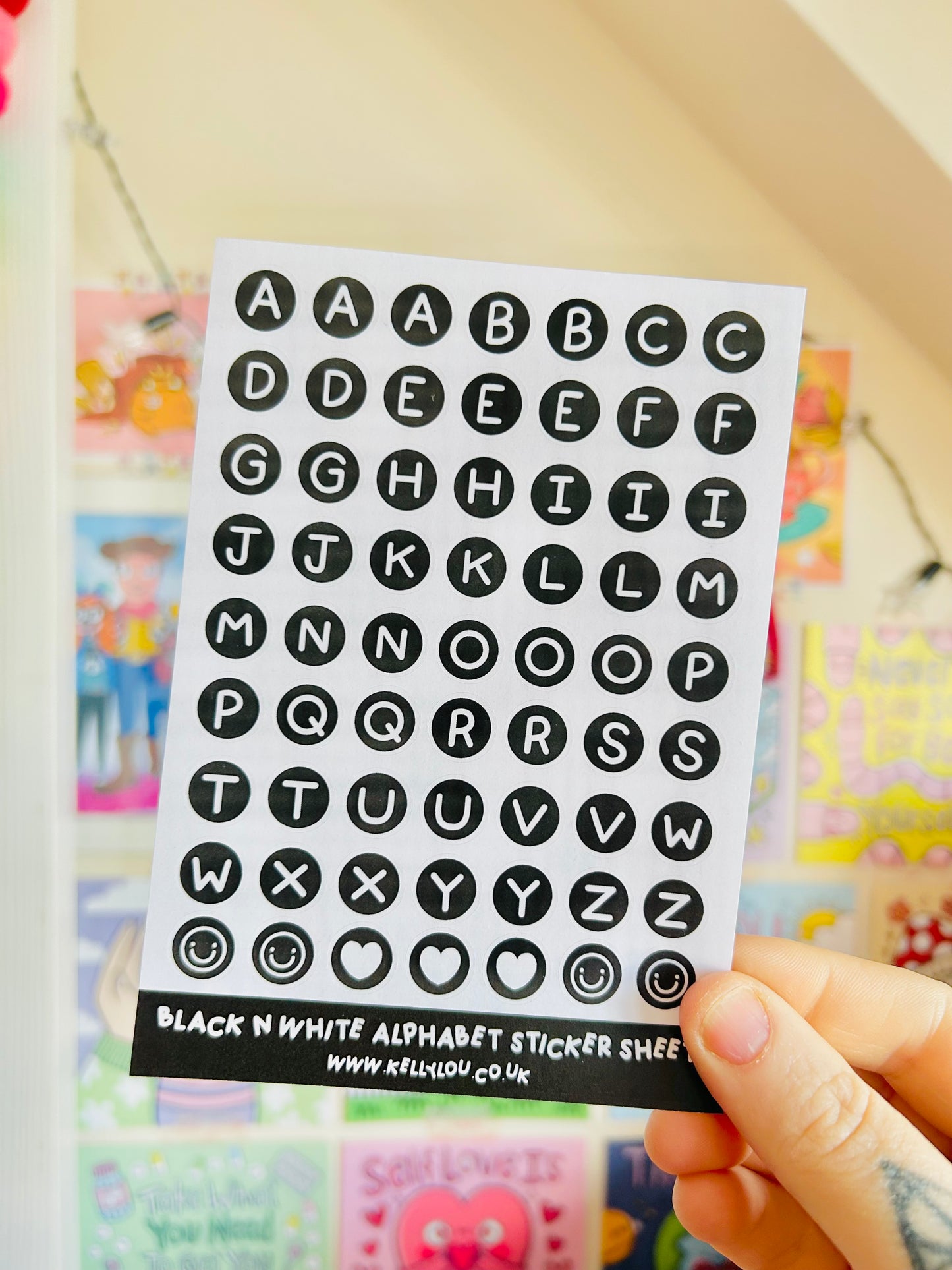 Black & White Alphabet Paper Stickers Sheet (New)