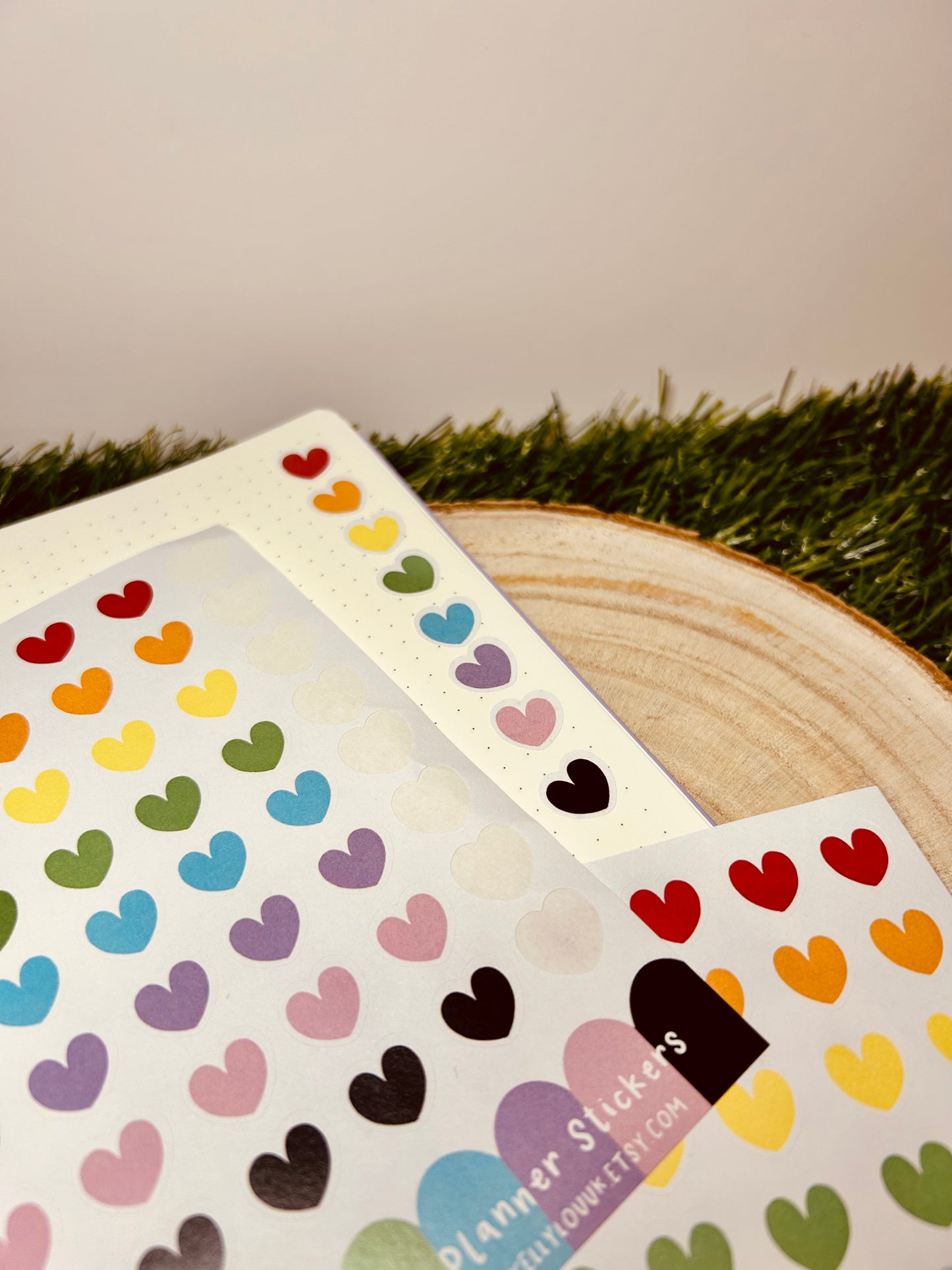 Rainbow Hearts Planner Sticker Sheet