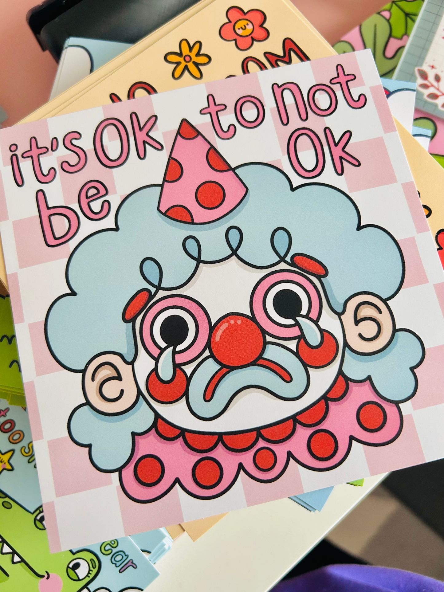 It's OK To Not Be OK - Sad Clown Square Print