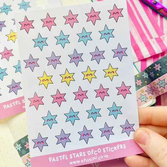 Pastel Stars - Deco Sticker Sheet