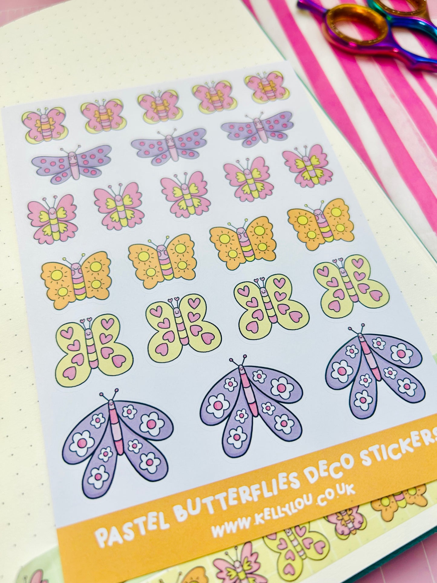 Pastel Butterflies - Deco Sticker Sheet