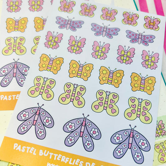Pastel Butterflies - Deco Sticker Sheet