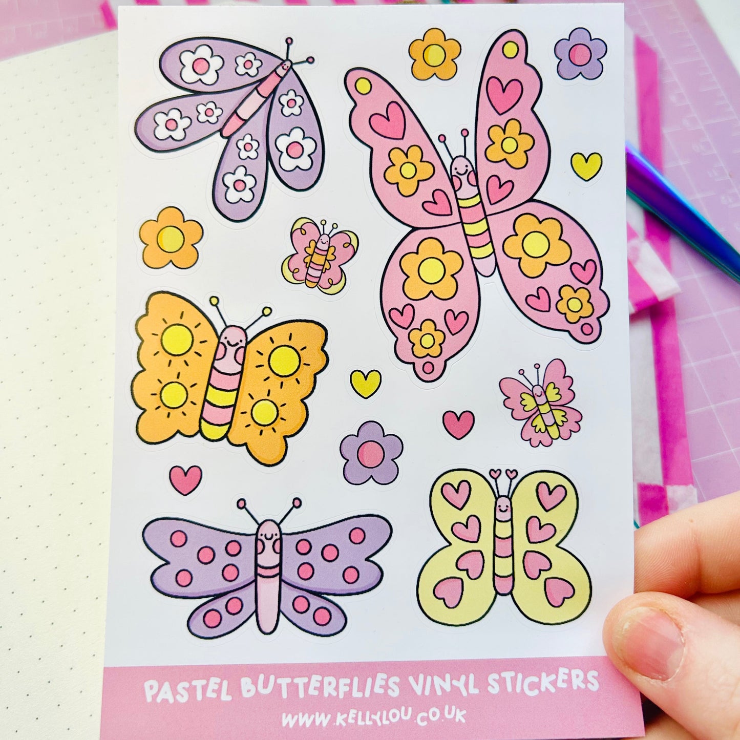 Pastel Butterflies - Vinyl Sticker Sheet