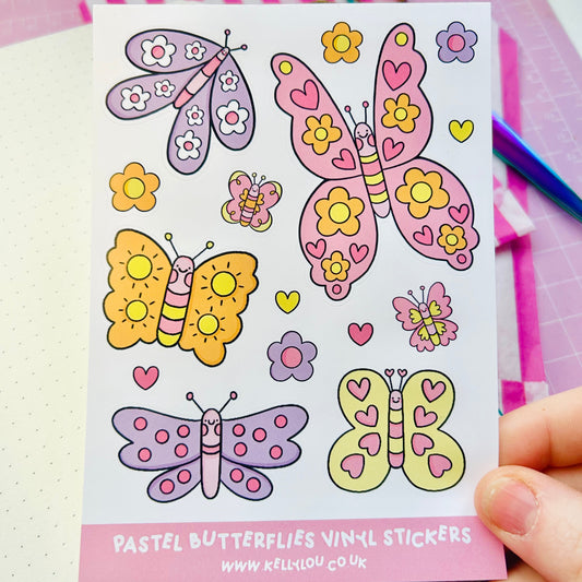 Pastel Butterflies - Vinyl Sticker Sheet