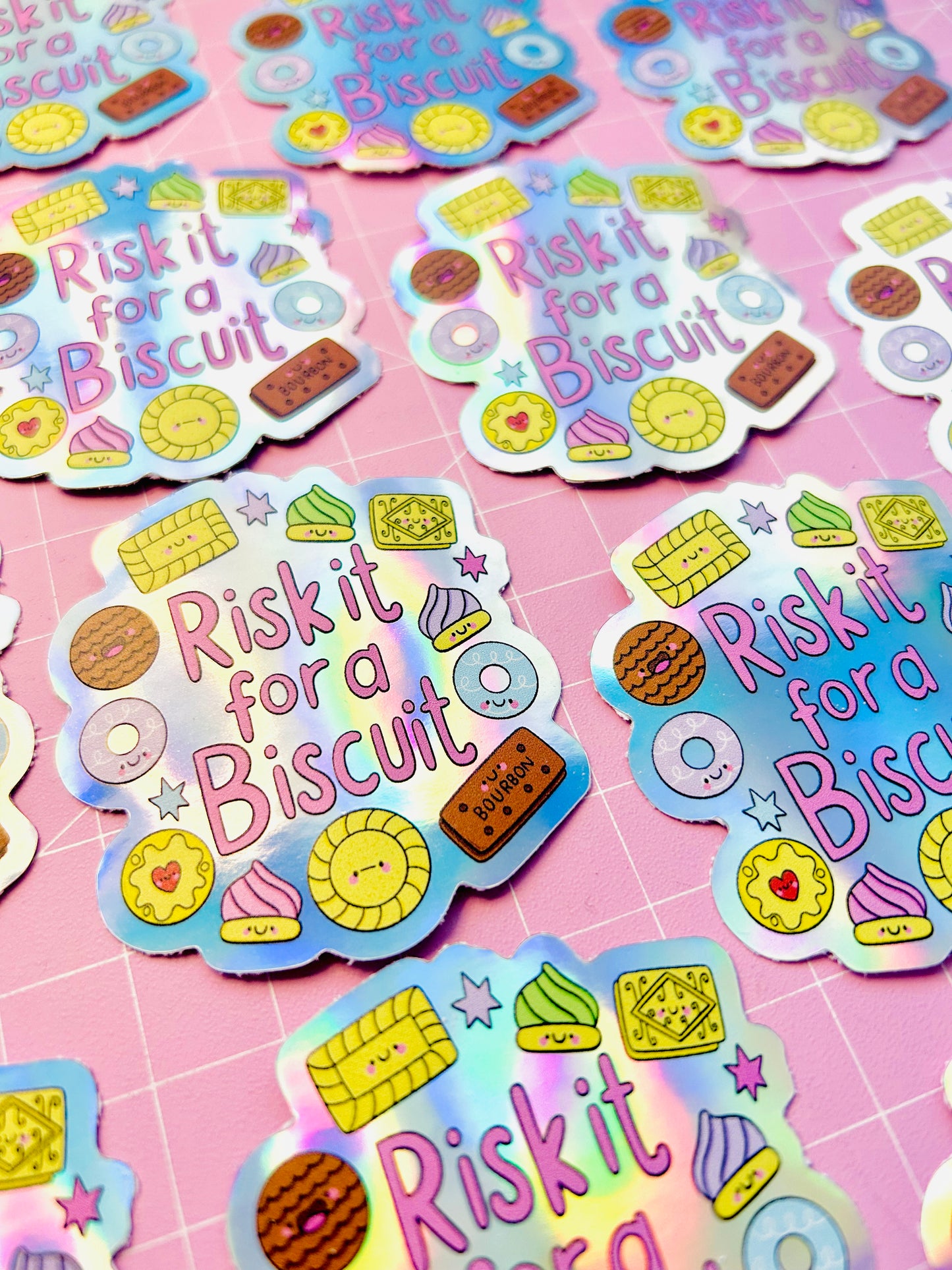 Risk It For A Biscuit - Holographic Sticker