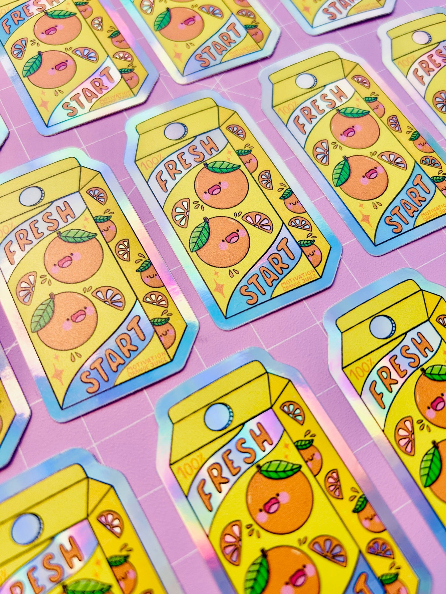 Fresh Start Orange Juice -  Holographic Vinyl Sticker