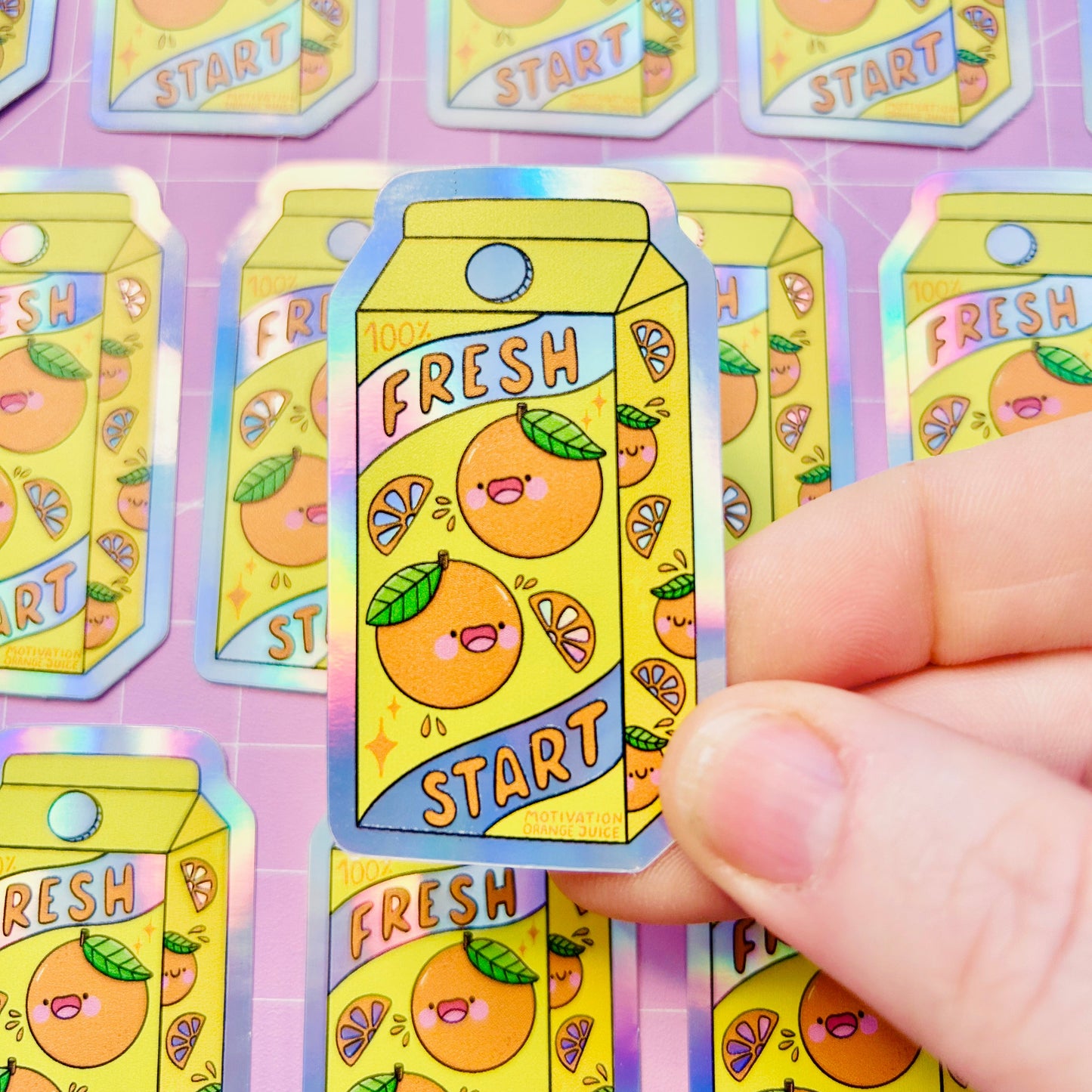 Fresh Start Orange Juice -  Holographic Vinyl Sticker