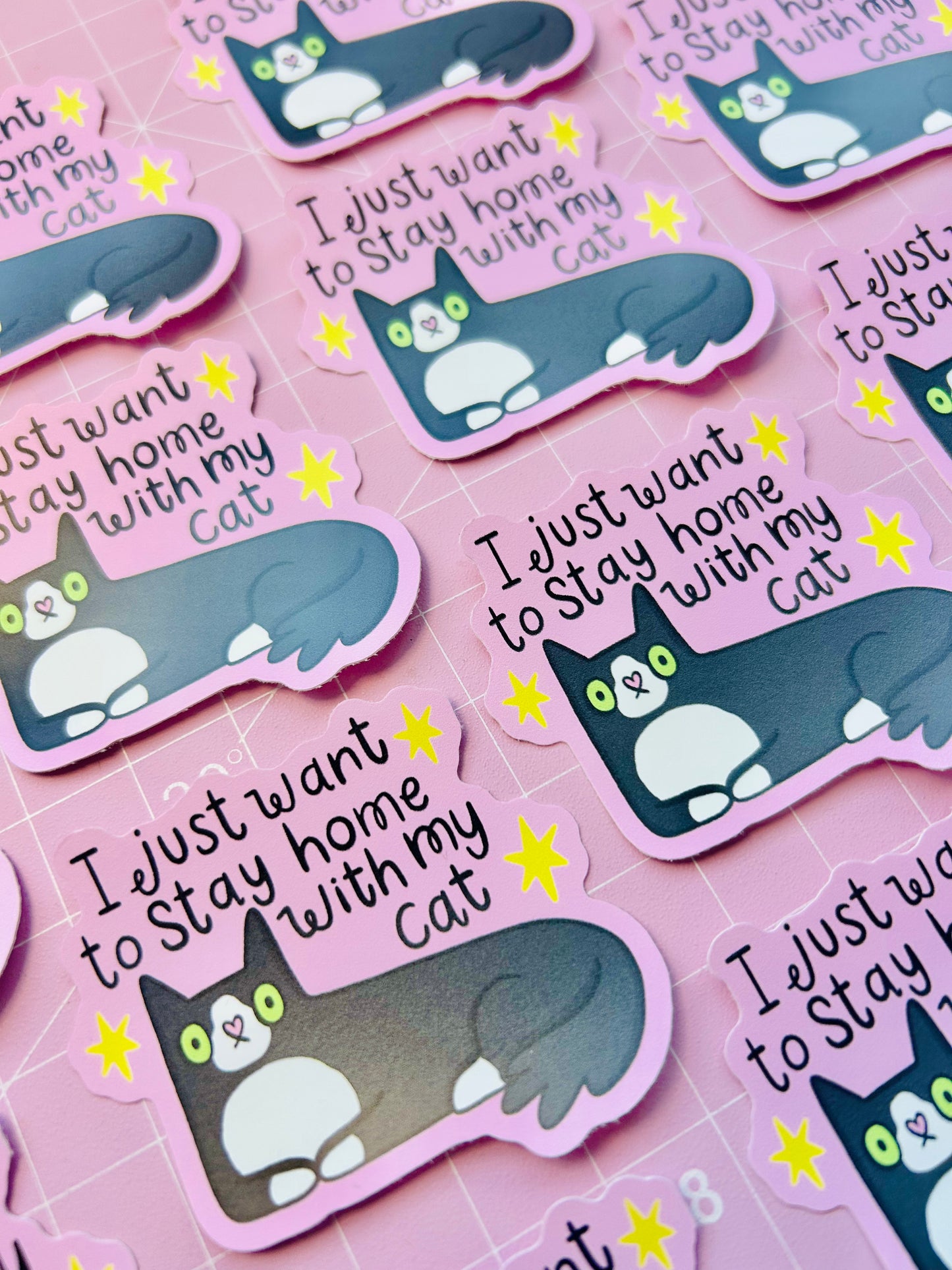 Tuxedo - Stay Home With My Cat Vinyl Sticker