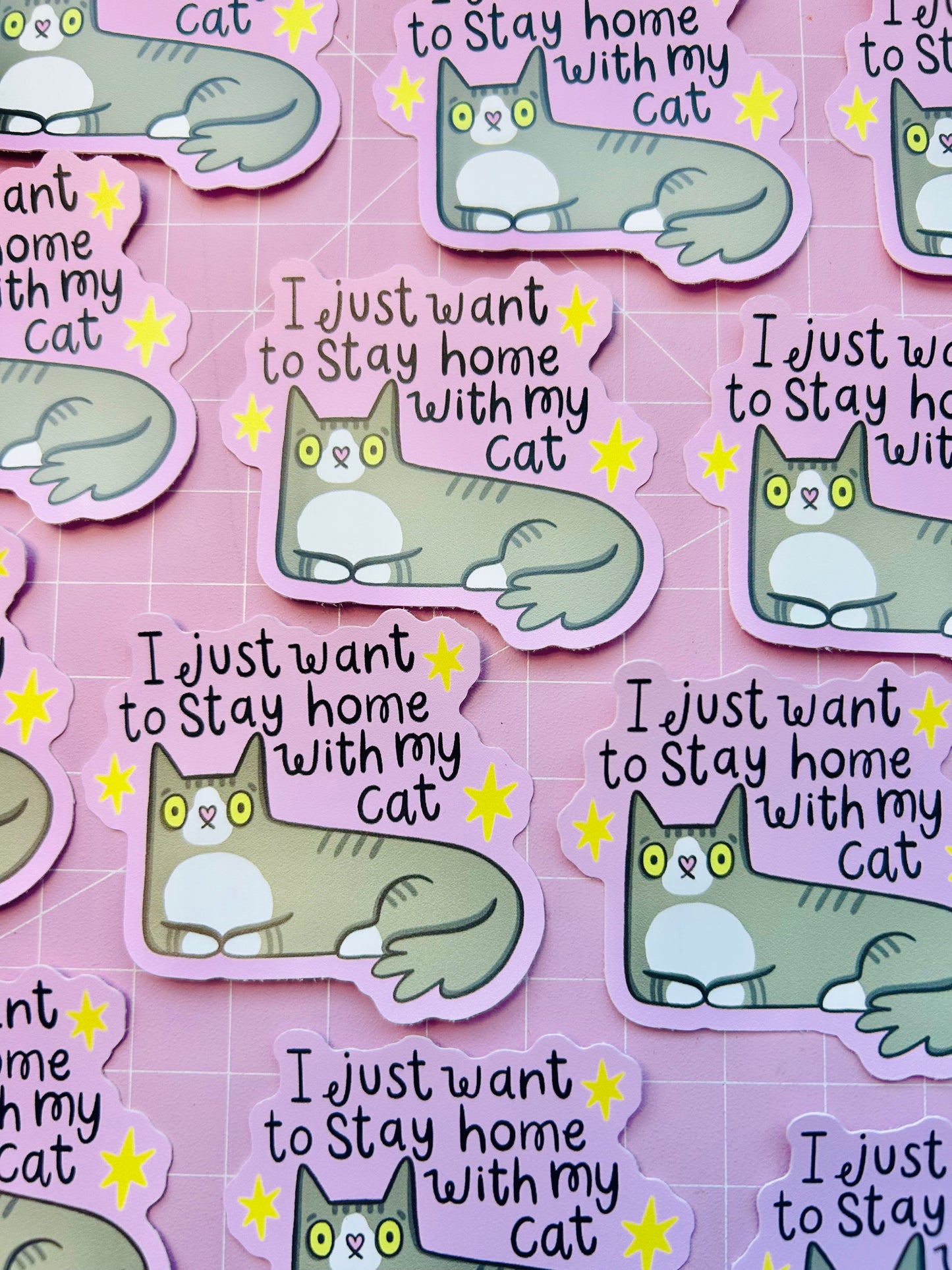 Tabby - Stay Home With My Cat Vinyl Sticker