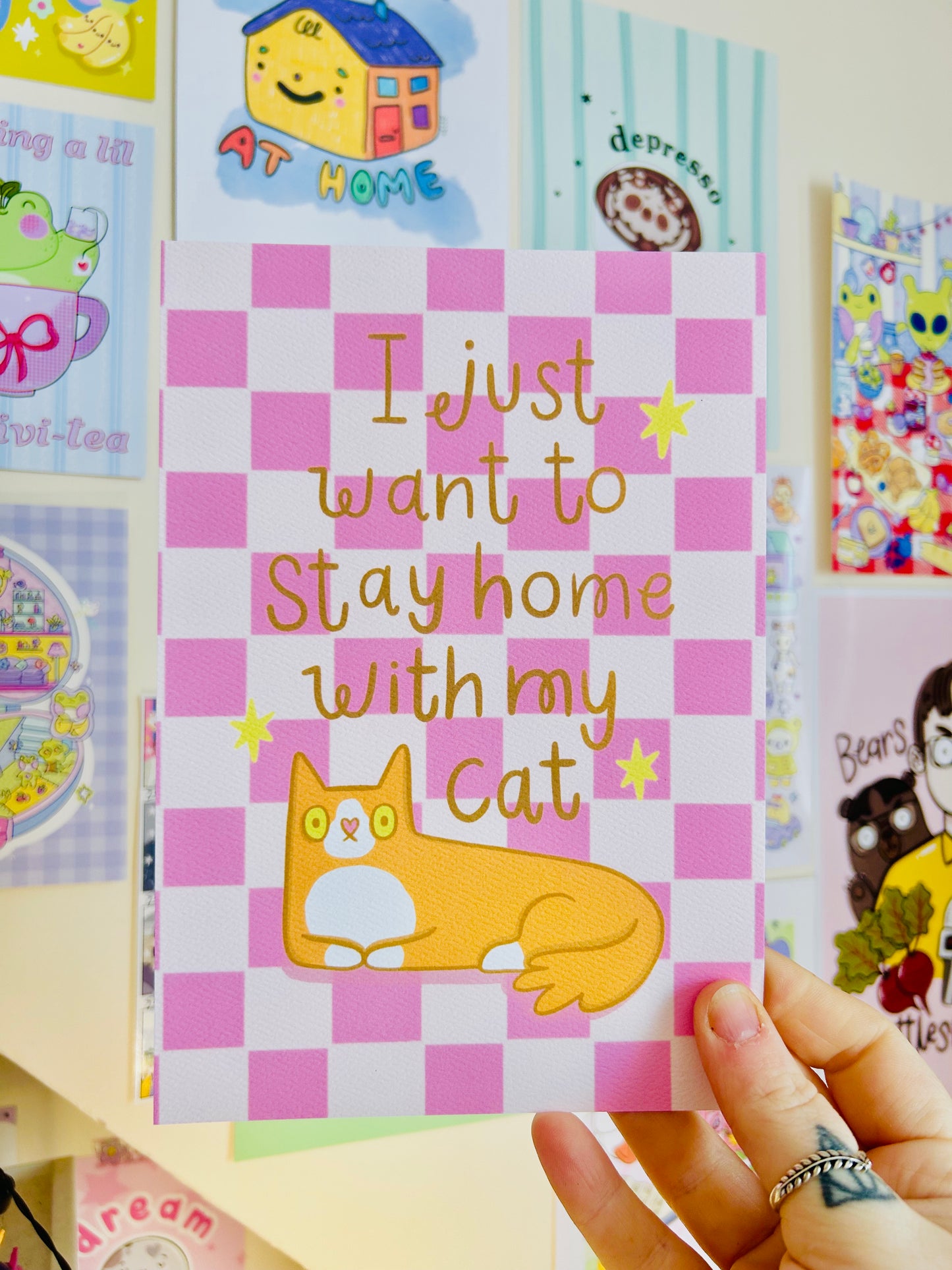 Orange - Stay Home With My Cat - Art Print