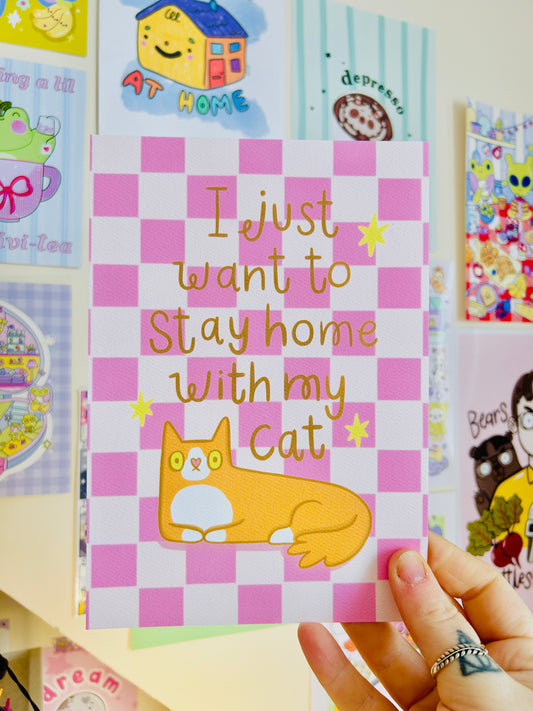 Orange - Stay Home With My Cat - Art Print