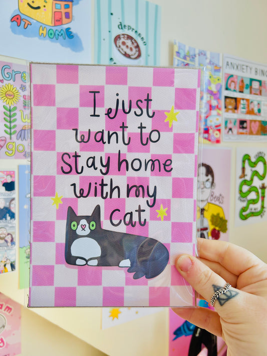 Tuxedo - Stay Home With My Cat - Art Print
