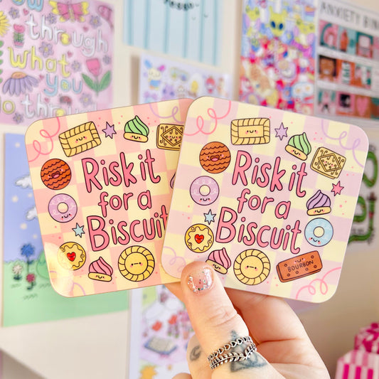 Risk It For A Biscuit - Drinks Coaster