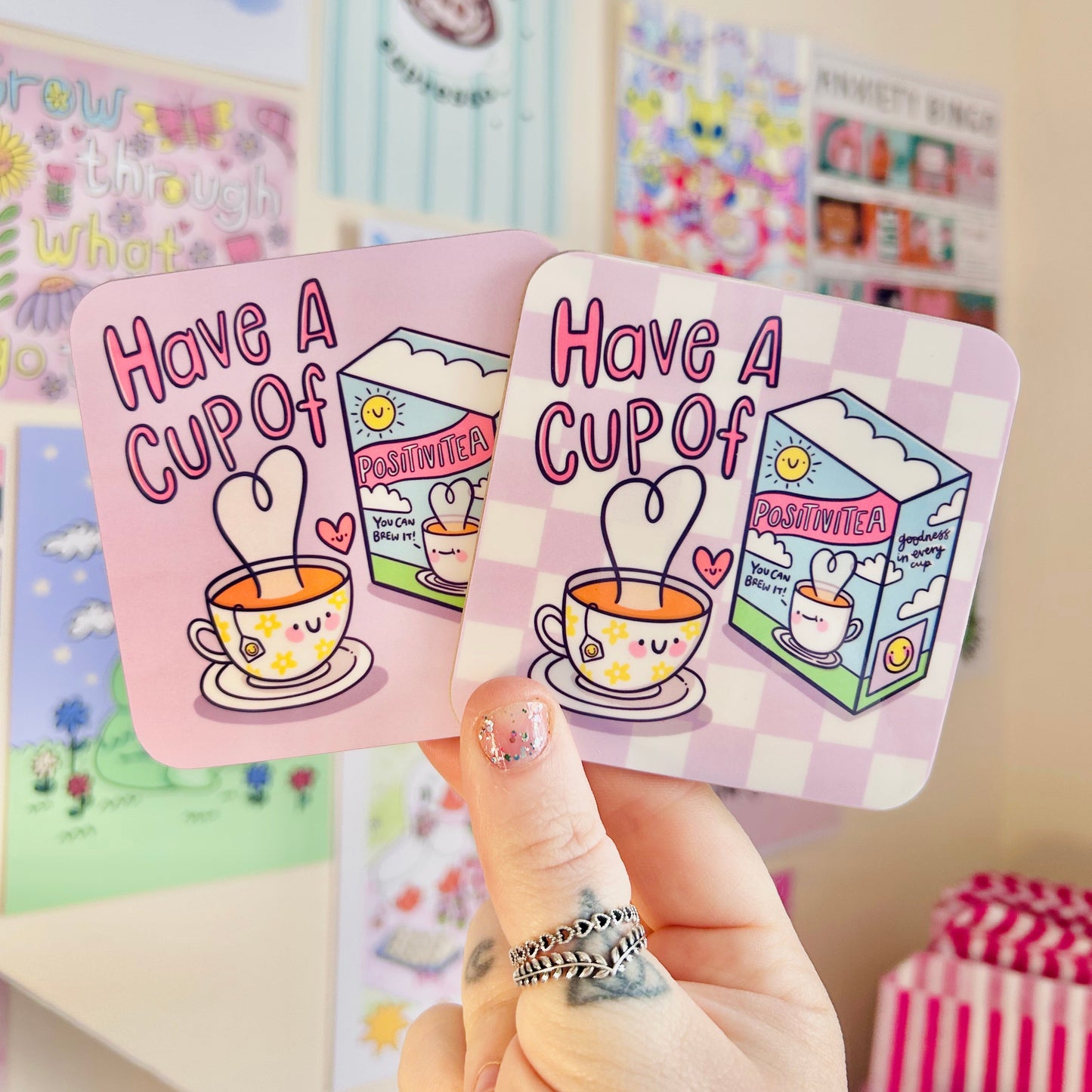 A Cup of Positivitea - Drinks Coaster