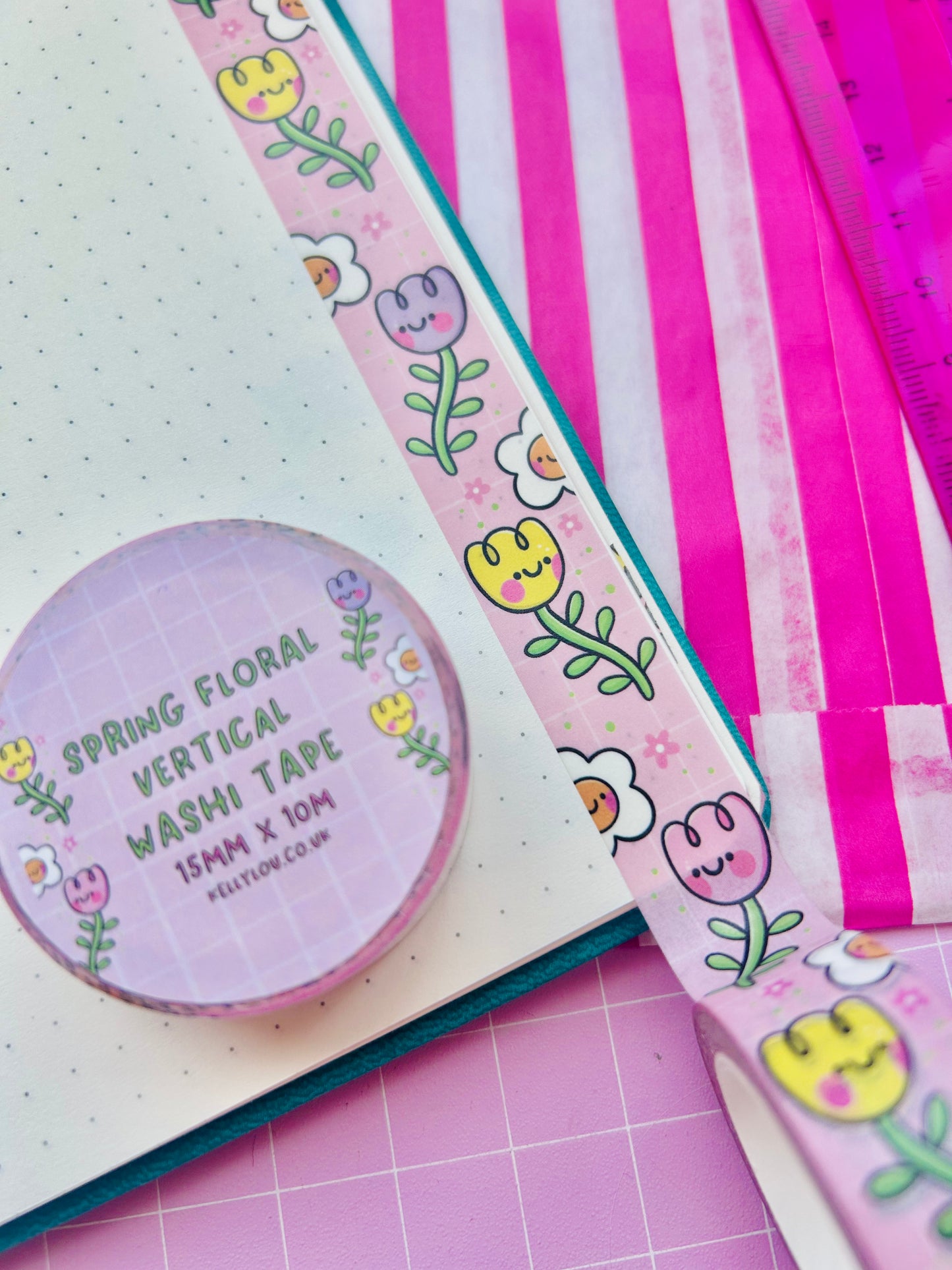 Pink Spring Floral - Vertical Washi Tape