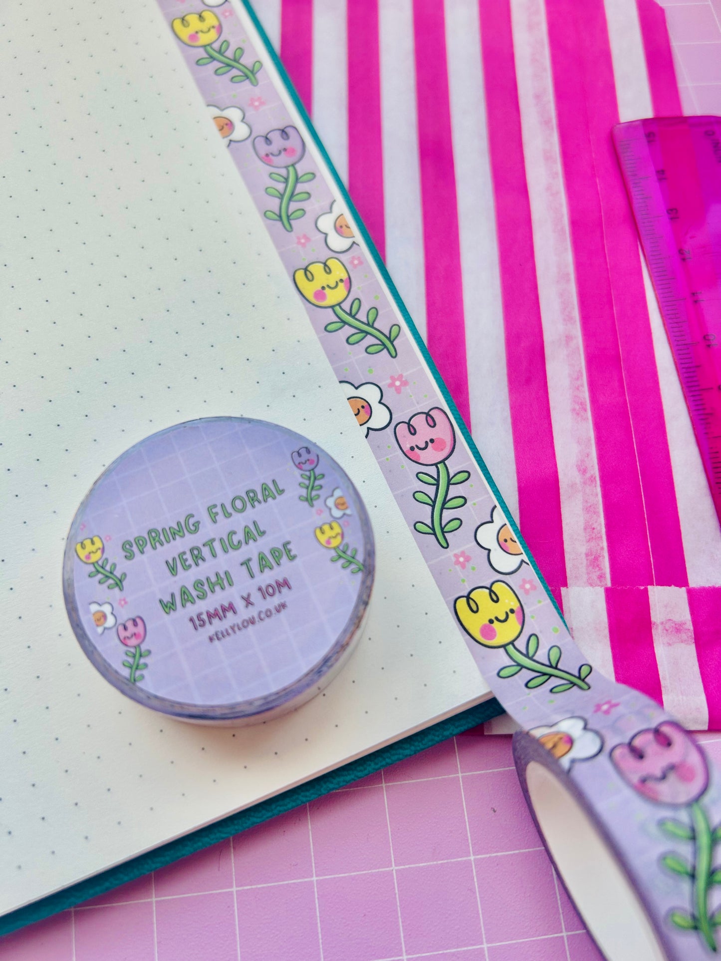 Lilac Spring Floral - Vertical Washi Tape