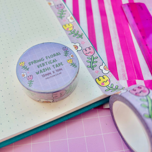 Lilac Spring Floral - Vertical Washi Tape