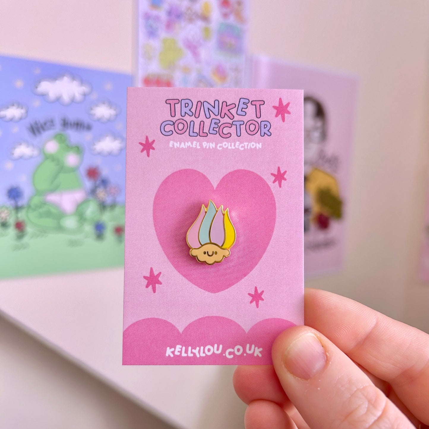 Pastel Troll Head - Mini Enamel Pin