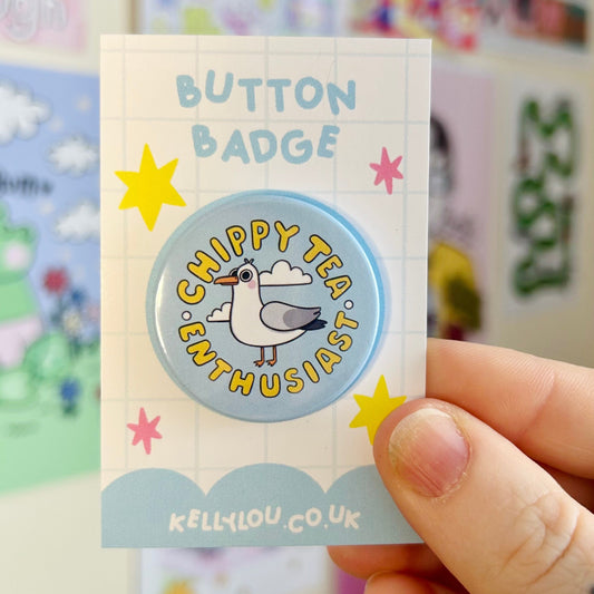 Chippy Tea Enthusiast - Button Badge