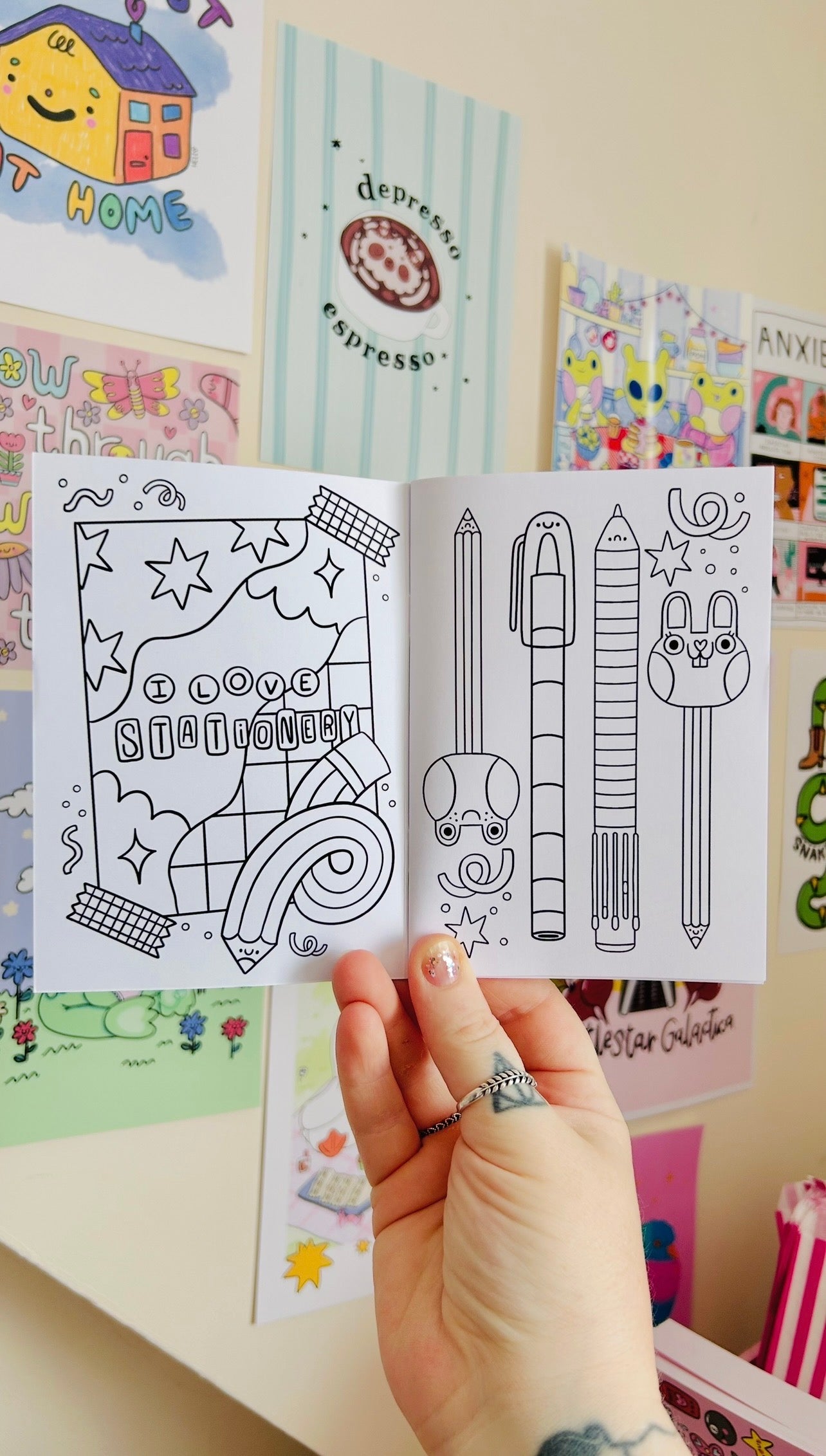 Mini Stationery Colouring Book