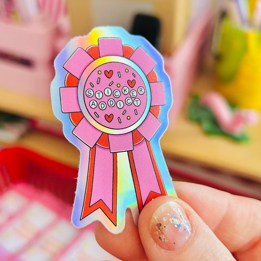 Sticker Addict Rosette - Rainbow Holographic Sticker