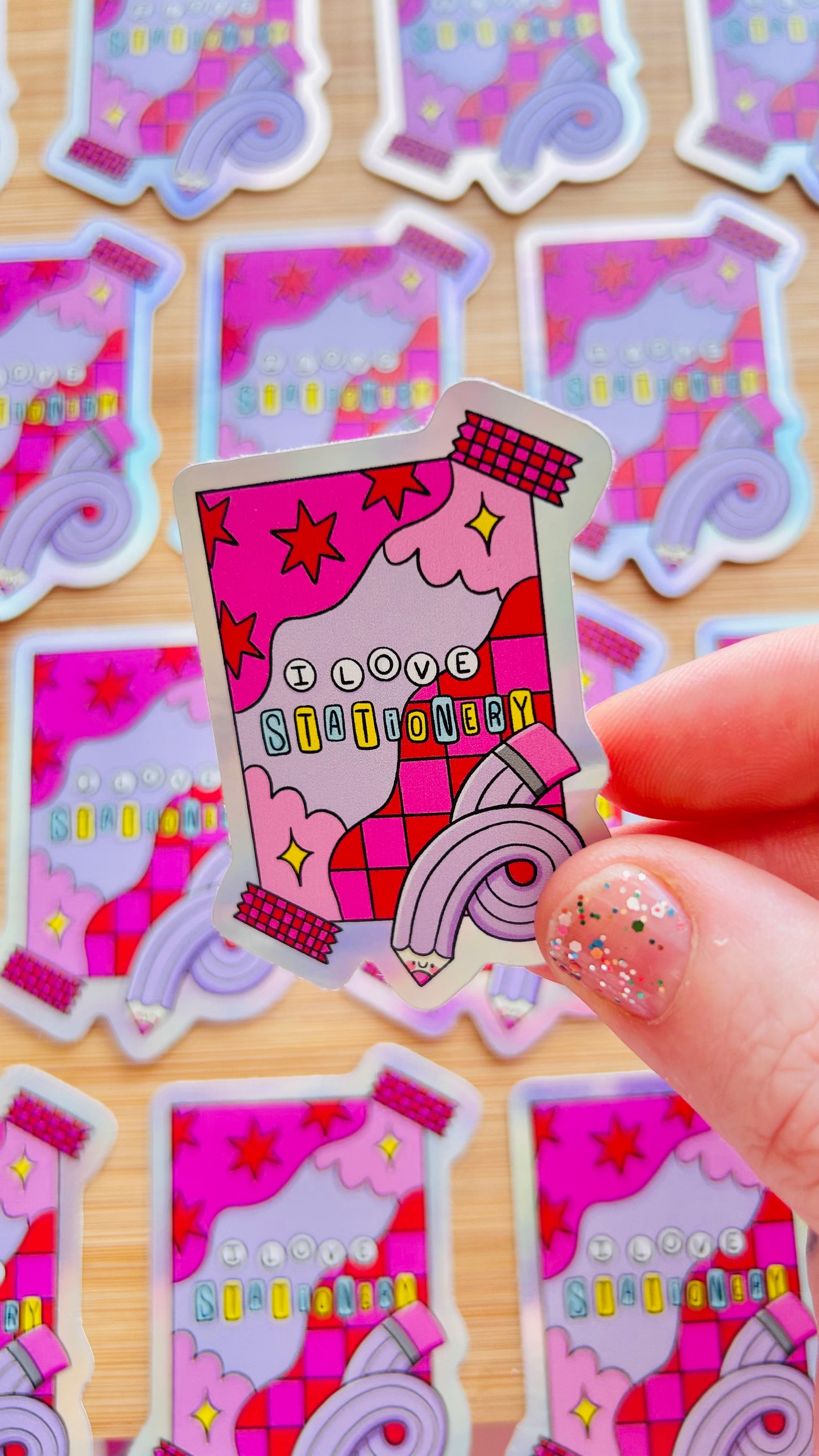 I Love Stationery - Rainbow Holographic Sticker