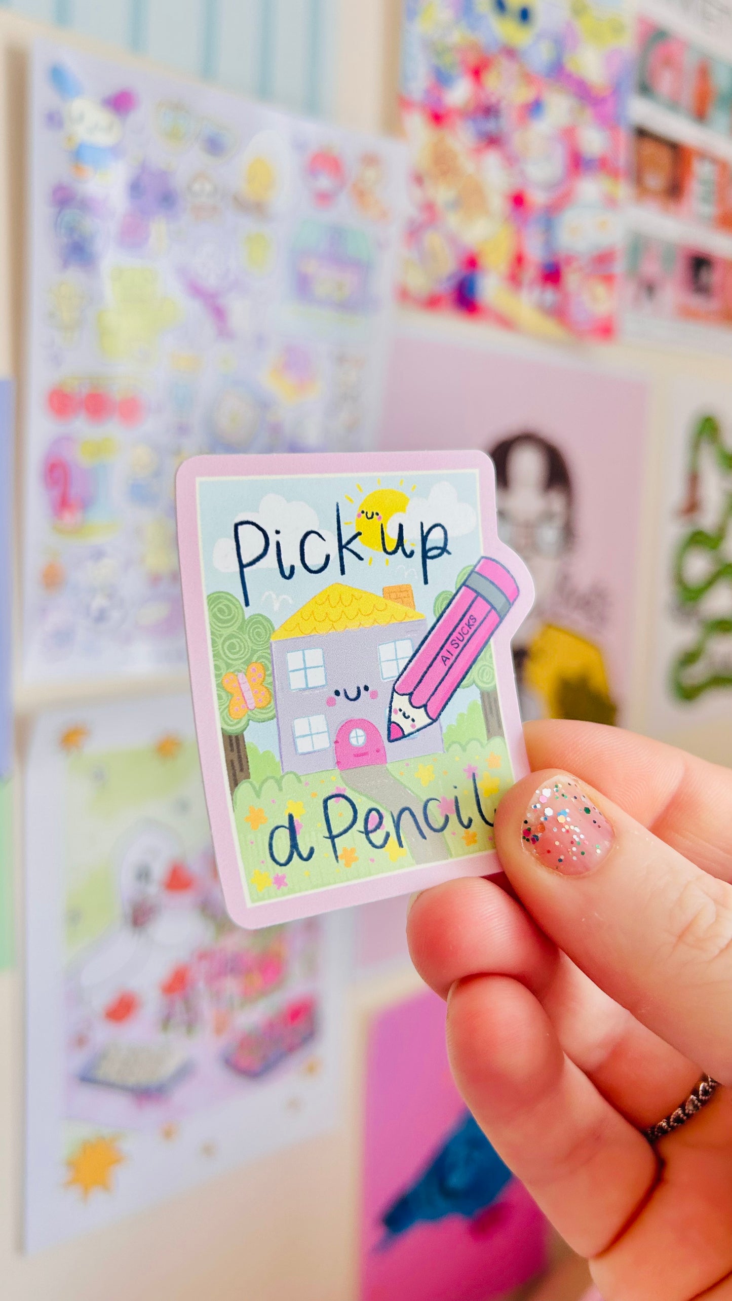Pick Up A Pencil : AI Sucks - Waterproof Vinyl Sticker